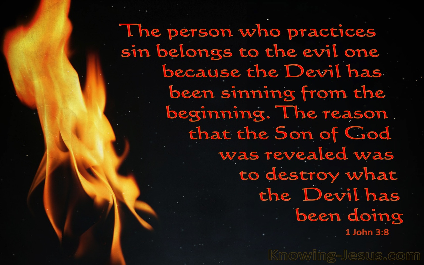 1 John 3:8 He Who Practices Sin Belongs To The Evil One (red)